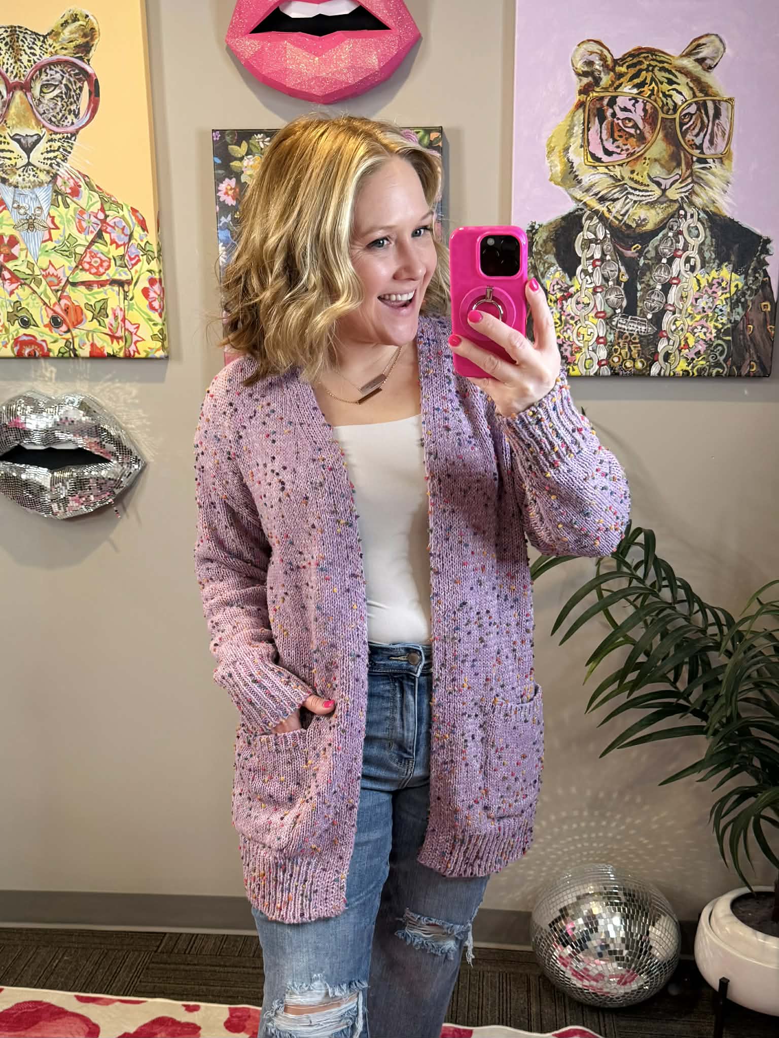 BLAKELEY Miley Dot Cardigan - Lavender {OS-Curvy} - KaraMarie