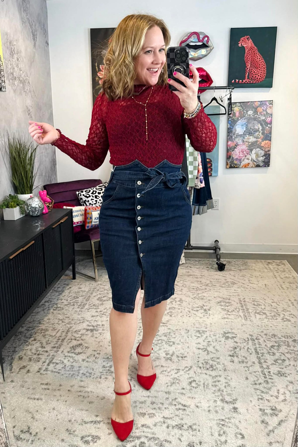 Blakeley Jolie Lace Thumbhole Top - Wine {S/M-2X} - KaraMarie