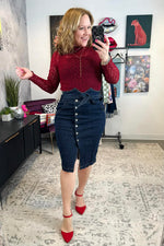 Blakeley Jolie Lace Thumbhole Top - Wine {S/M-2X} - KaraMarie