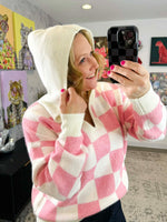 MM Checkered Hoodie - Pink & White {S-3X} - KaraMarie