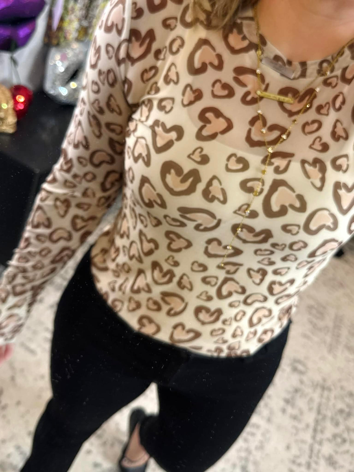 BLAKELEY Dress It Up Mesh Tops in Cheetah Hearts {S/M-2X} - KaraMarie