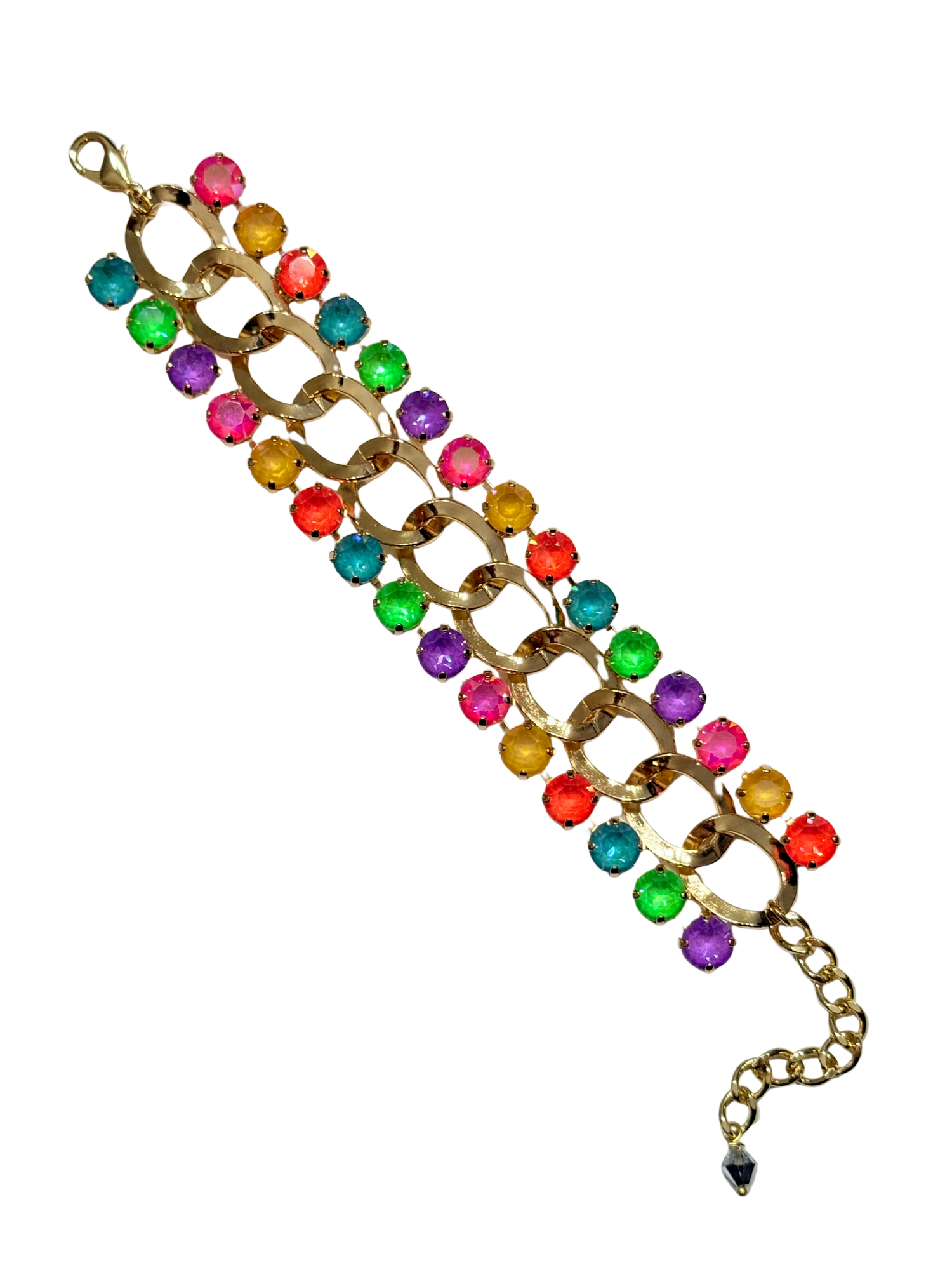 FriYAY Sparkle Drop :: Twisted Metal Diamonds Bracelet :: Neon Rainbow