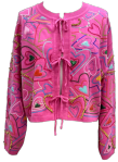 Queen of Sparkles :: Hot Pink Groovy Sequin Heart Front Tie Sweater {XS-XL}
