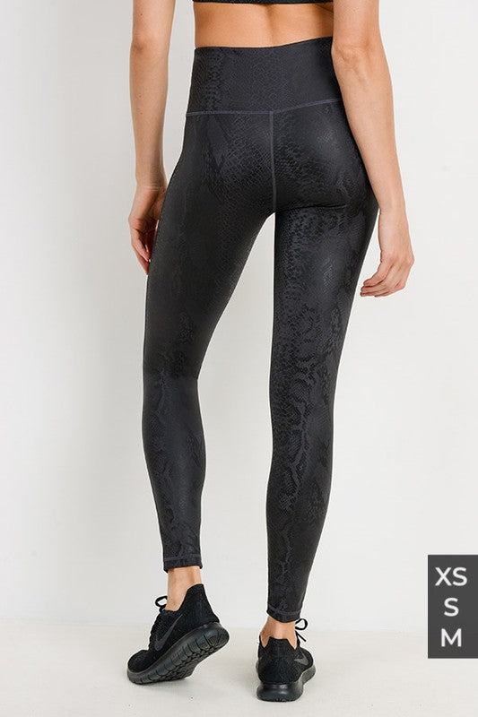 Black Mamba Snake Foil Print Highwaist Leggings - KaraMarie Boutique