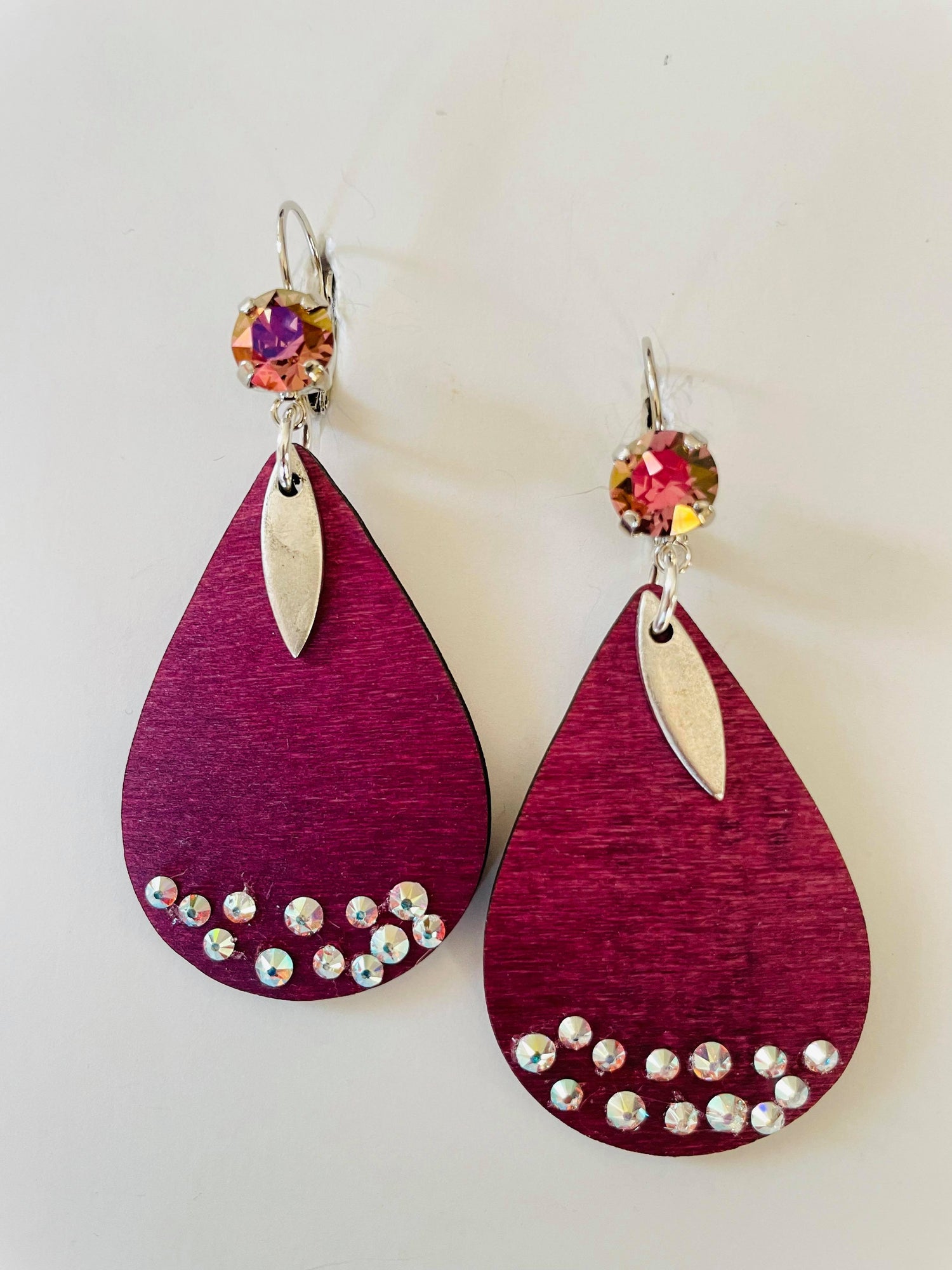 Purple Dusting Wood Earrings in Iris Lemon - KaraMarie