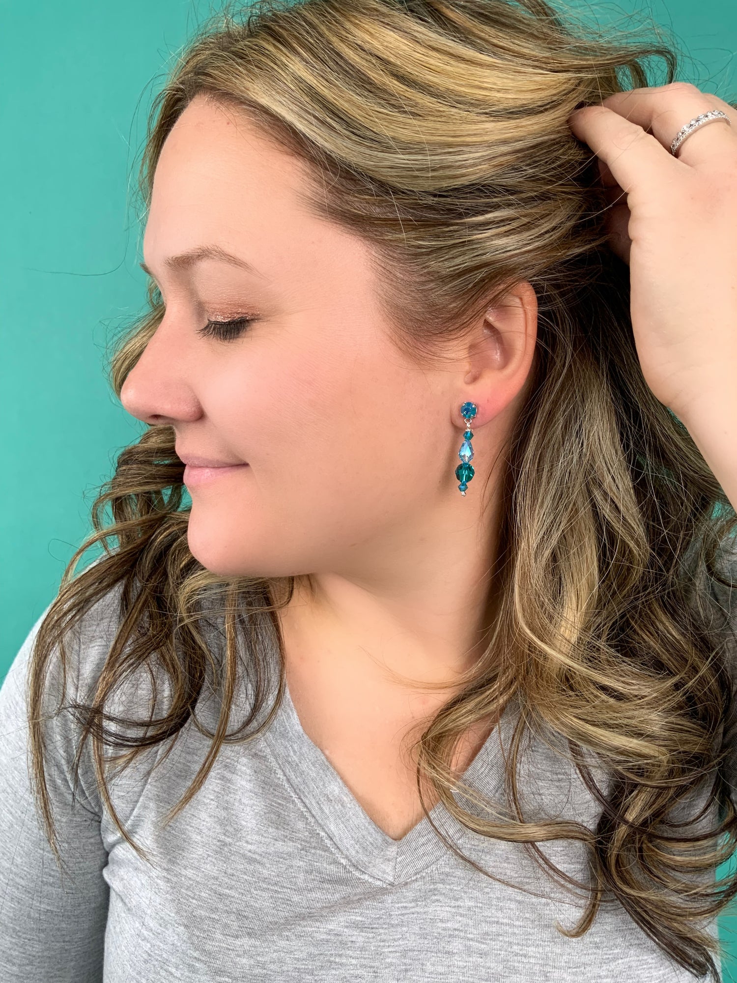 Blue Ocean Simple Drop Earrings