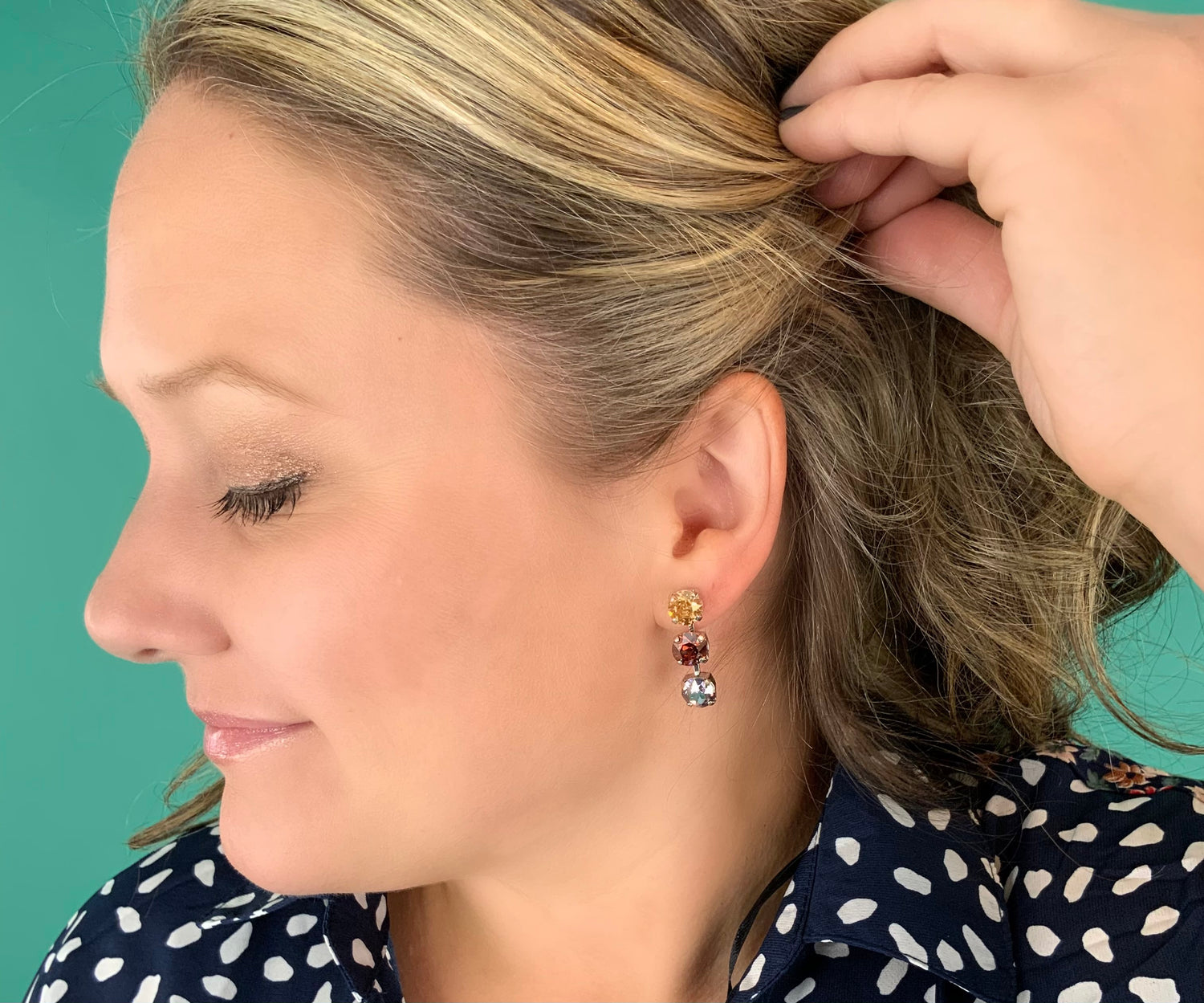 Navy Vibes Polka Dot Earrings - KaraMarie