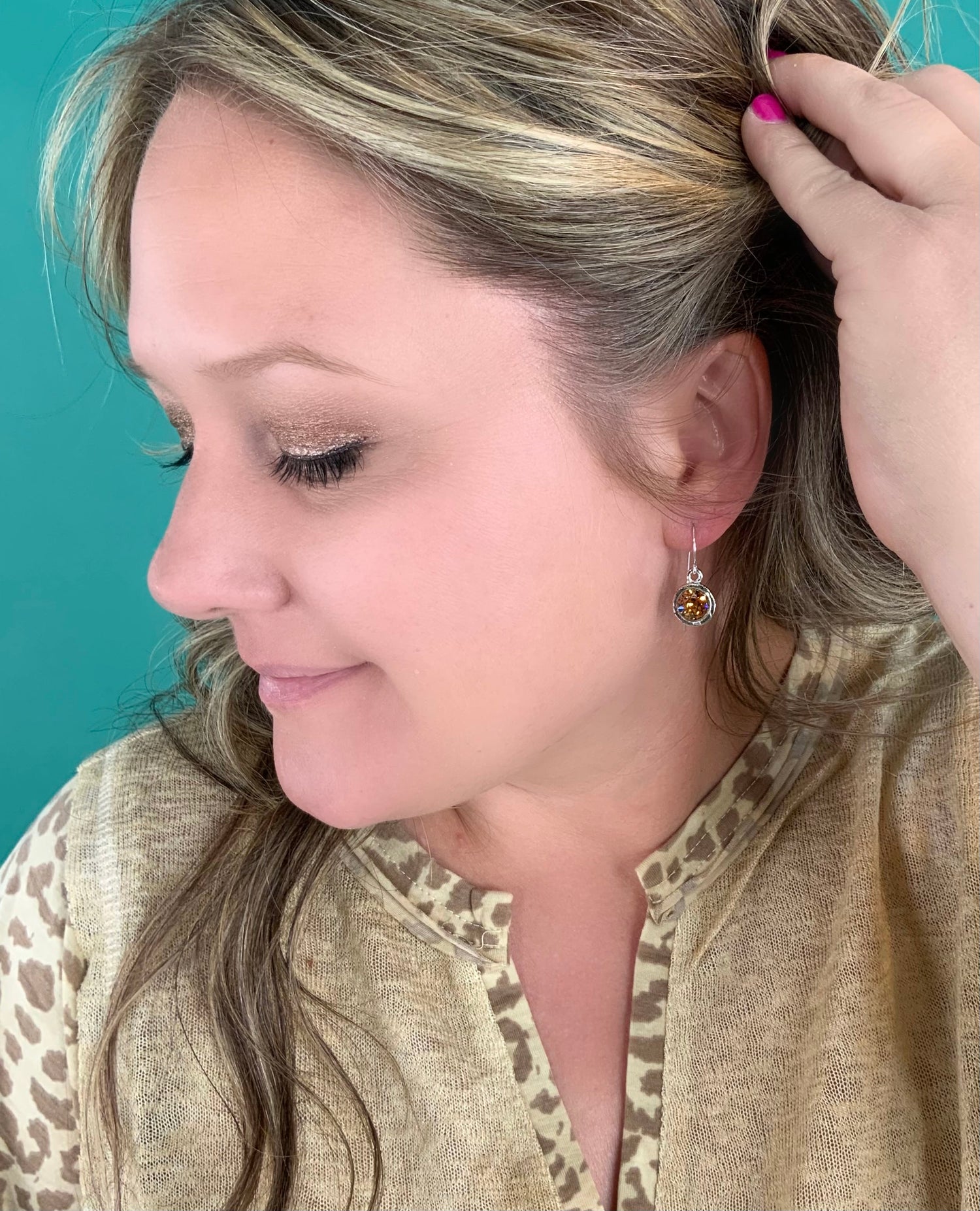 8mm Light Colorado Topaz Silver Patina Drop Earring