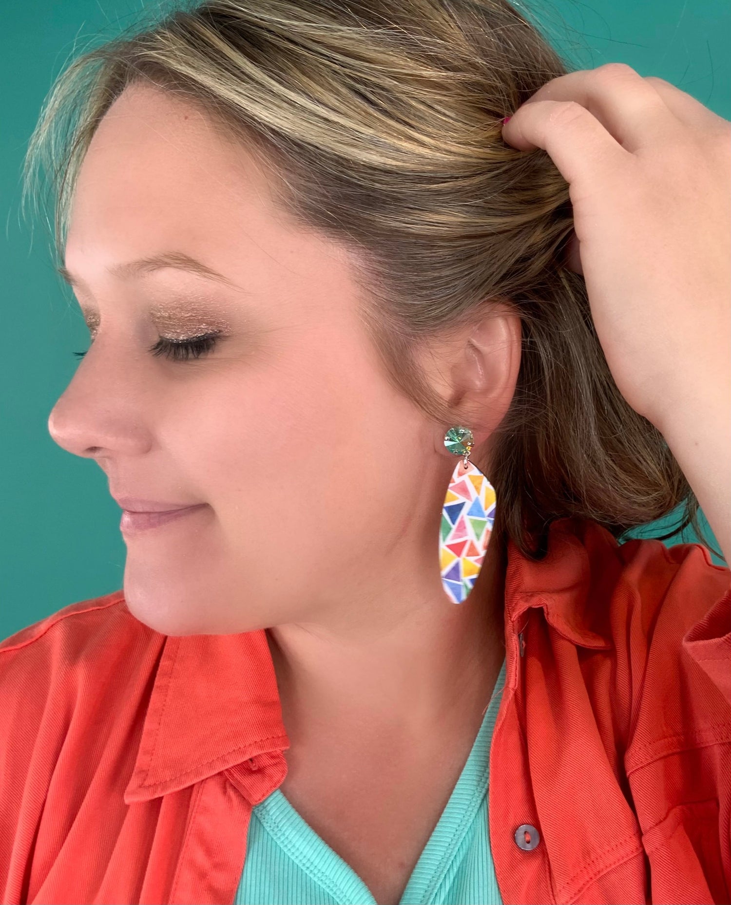 Colorful Geometric Wood Earrings