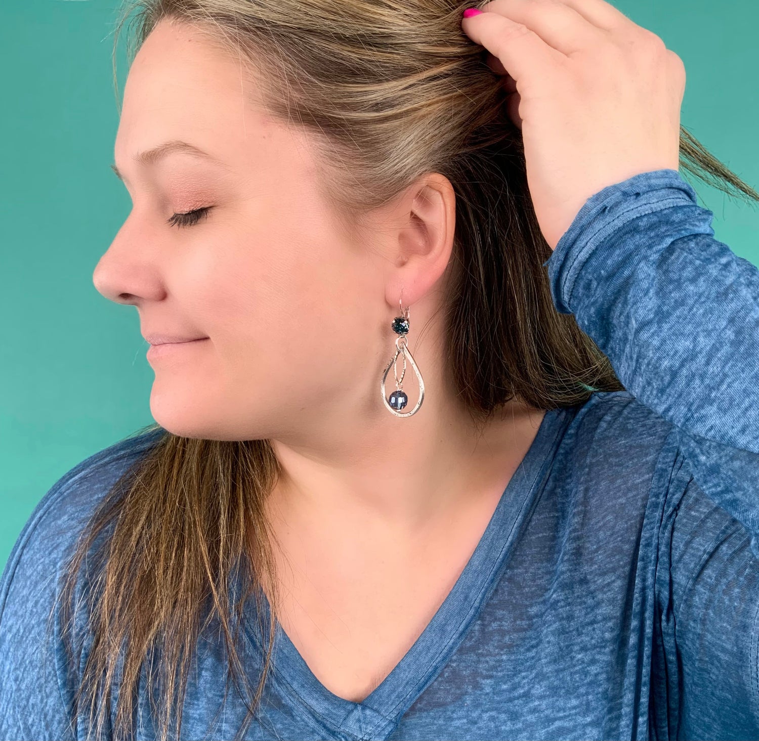 Denim Wave Drop Earrings