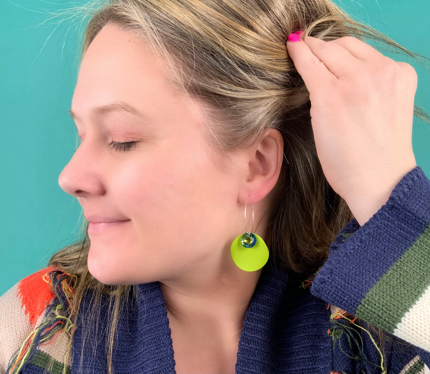 Lime Wave Hoop Earrings
