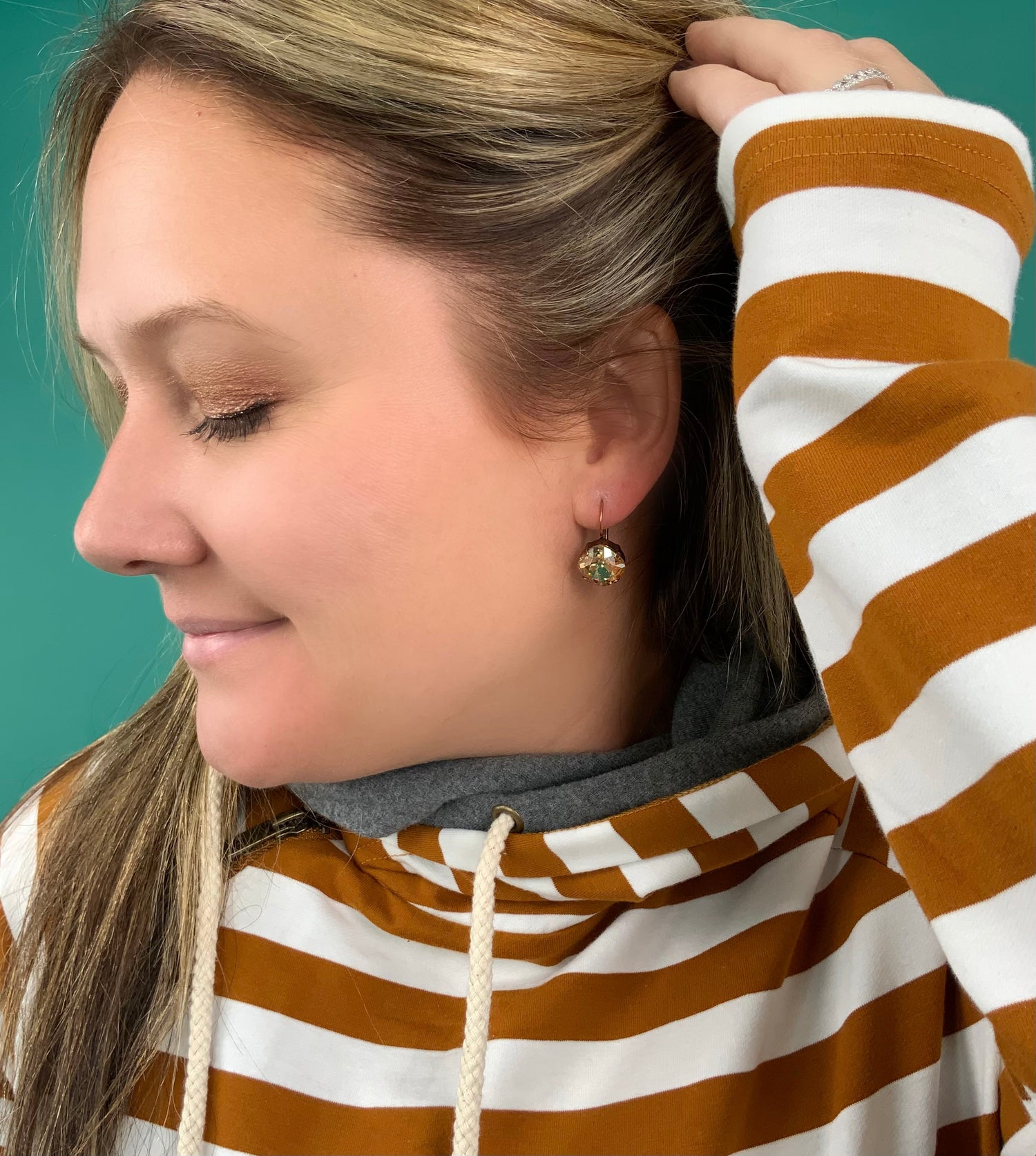 12mm Square Cushion Drop Earring in Golden Shadow