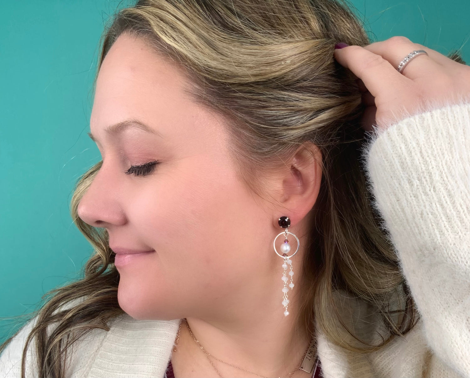 Once Again White Fringe Earrings