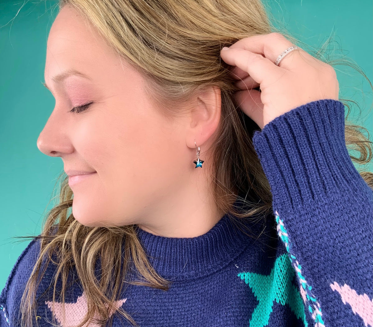 Star Earrings in Bermuda Blue - KaraMarie