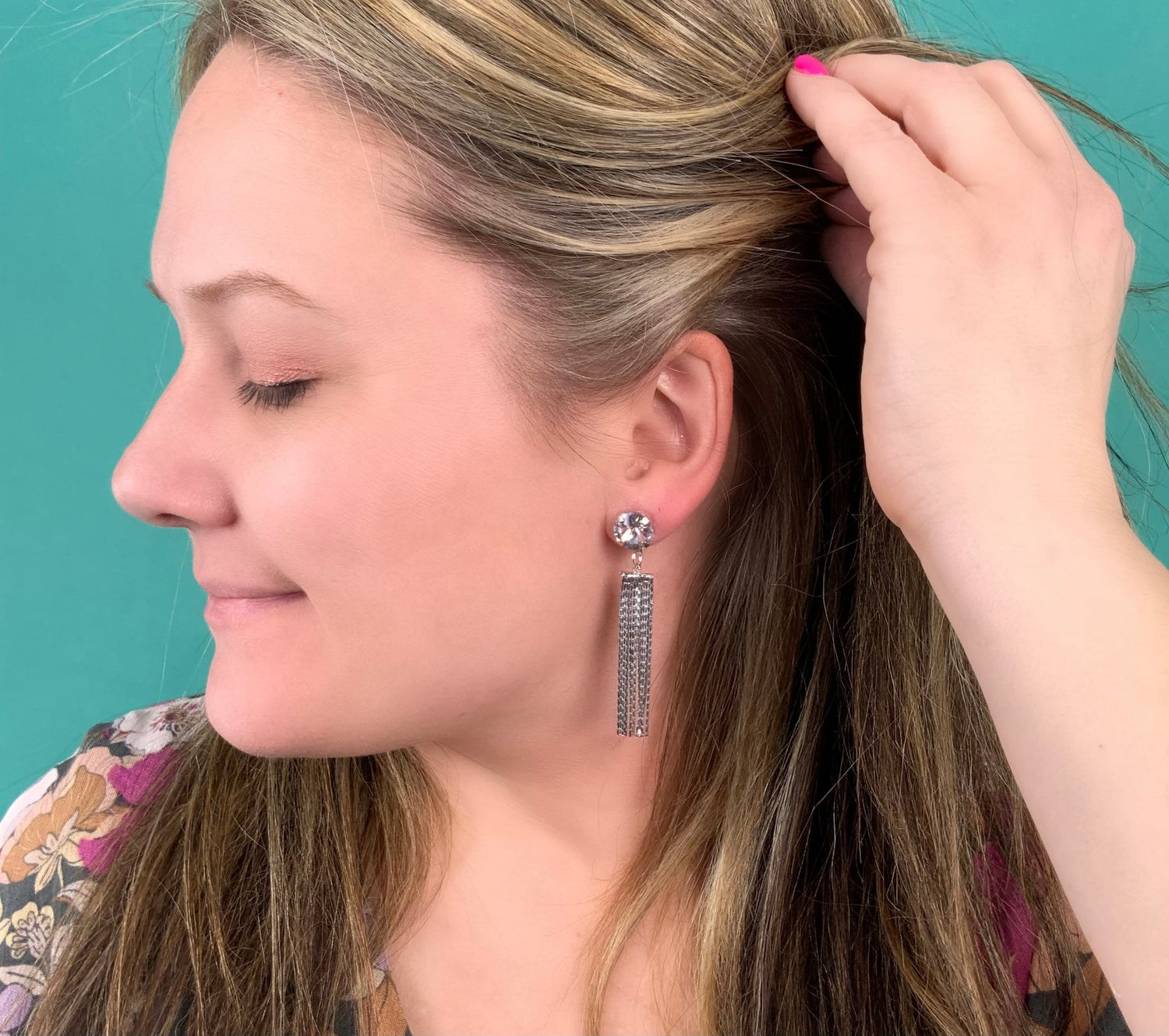 Smoky Mauve Fringe Earrings
