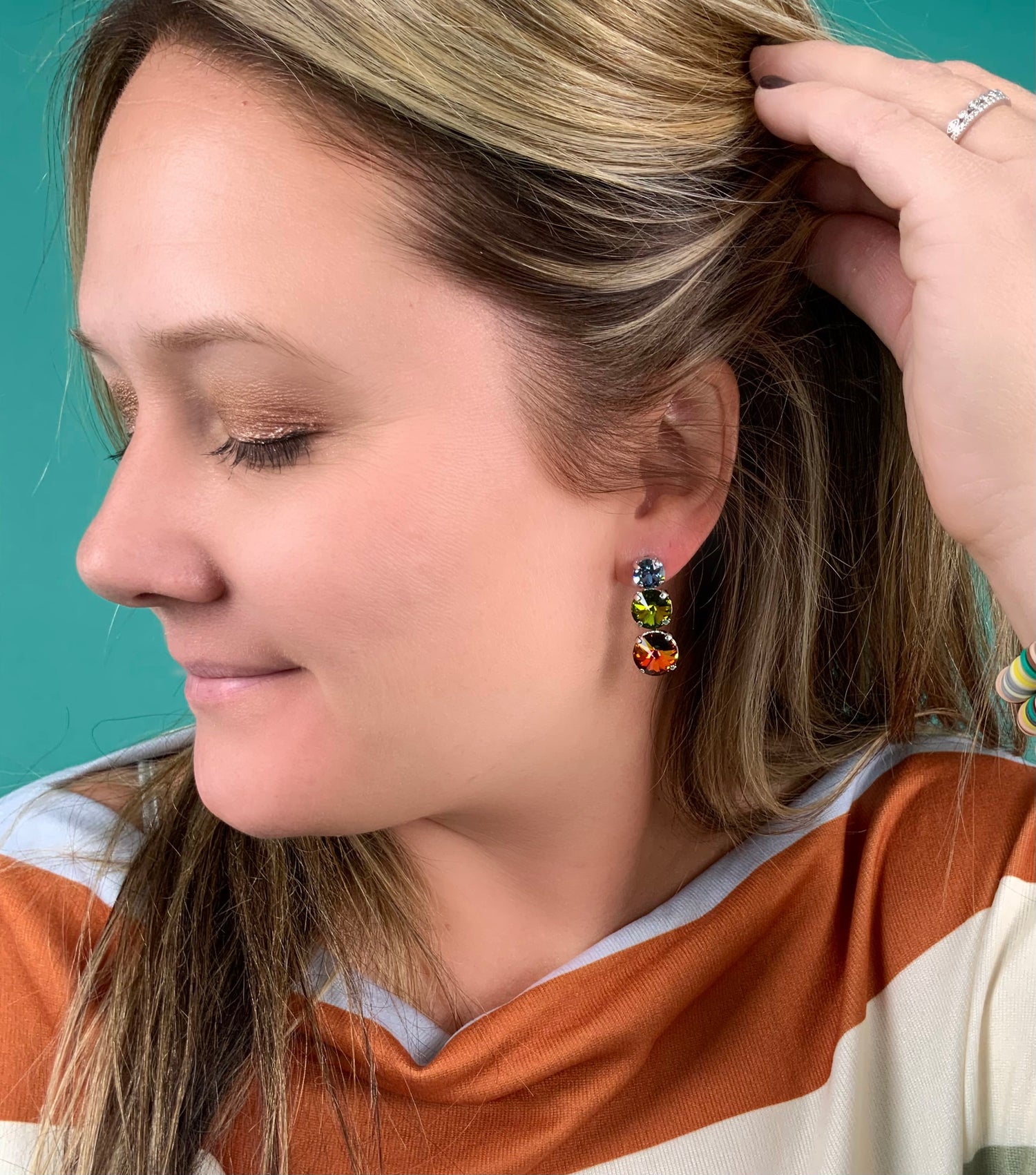 Fall Hues Graduated Polka Dot Earring