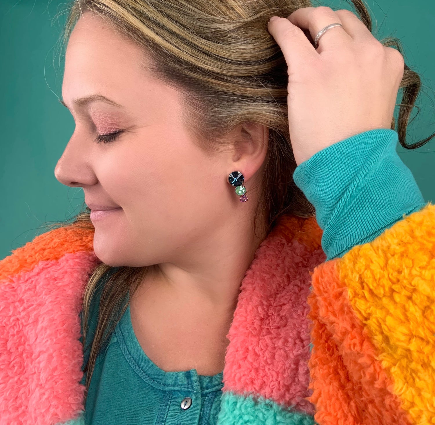 Rainbow Graduated Polka Dot Earring