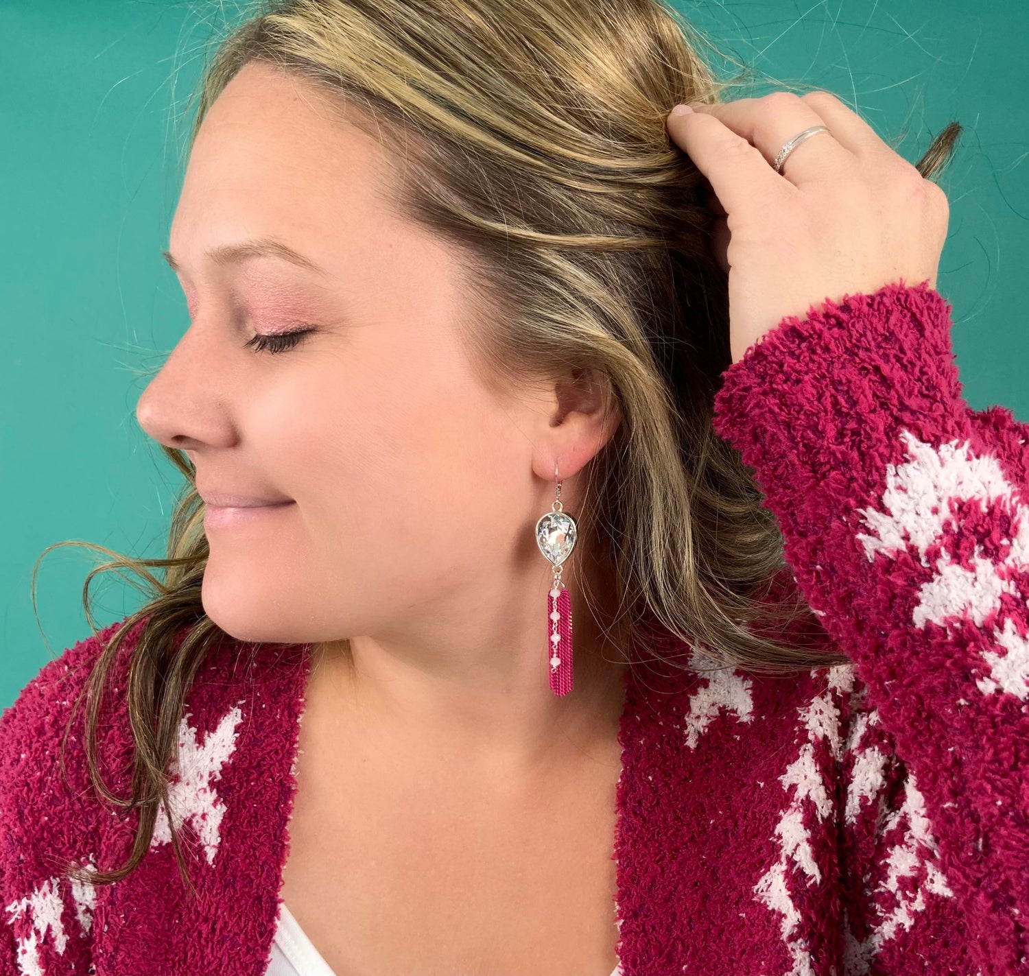 Crystal Pear Fringe Earrings