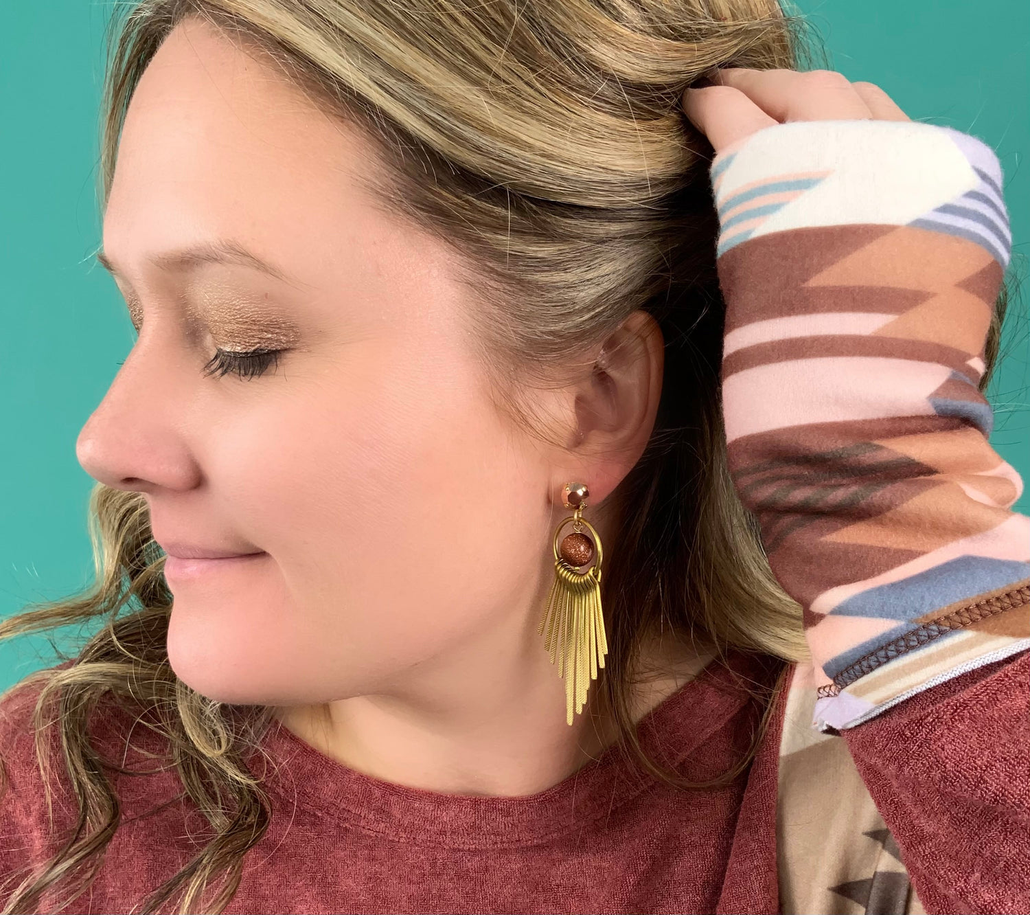 Tigers Eye Fringe Earring