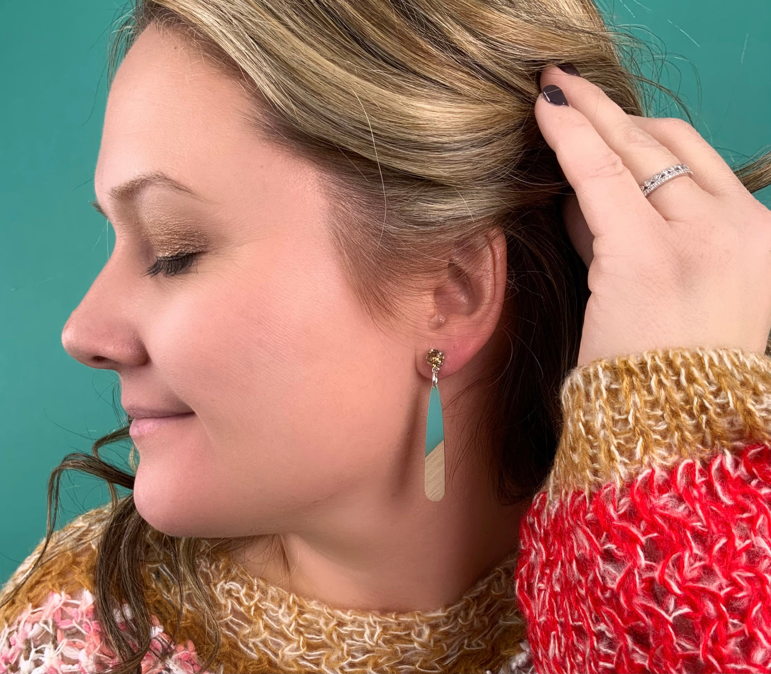 Minty Wooden Earring