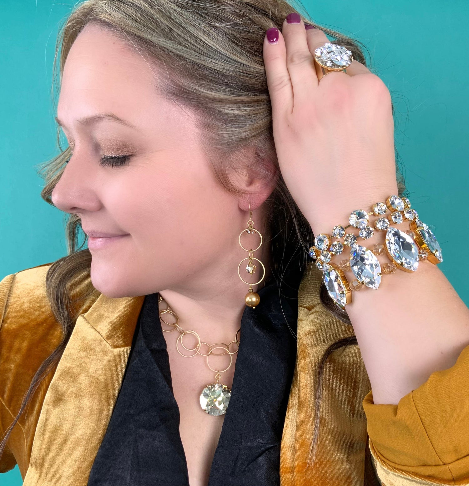 Long Floating Earrings in Golden Shadow - KaraMarie