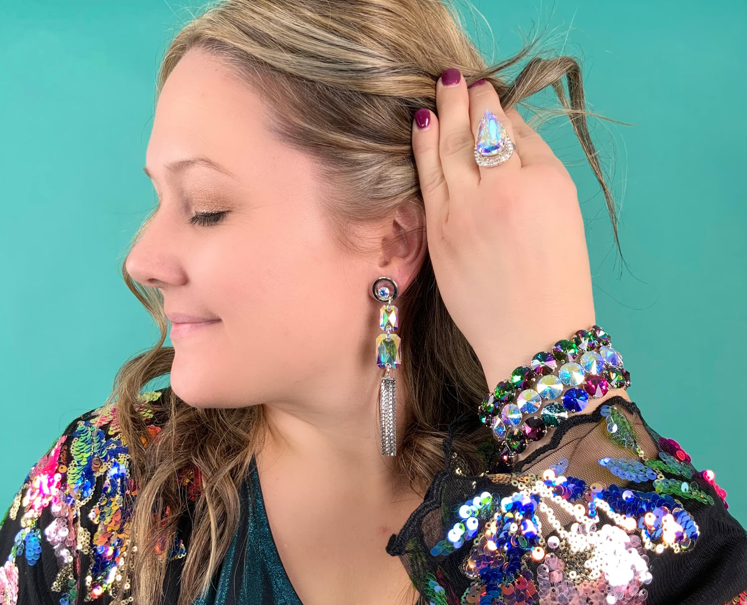 Aurora Fringe Earrings in Crystal AB