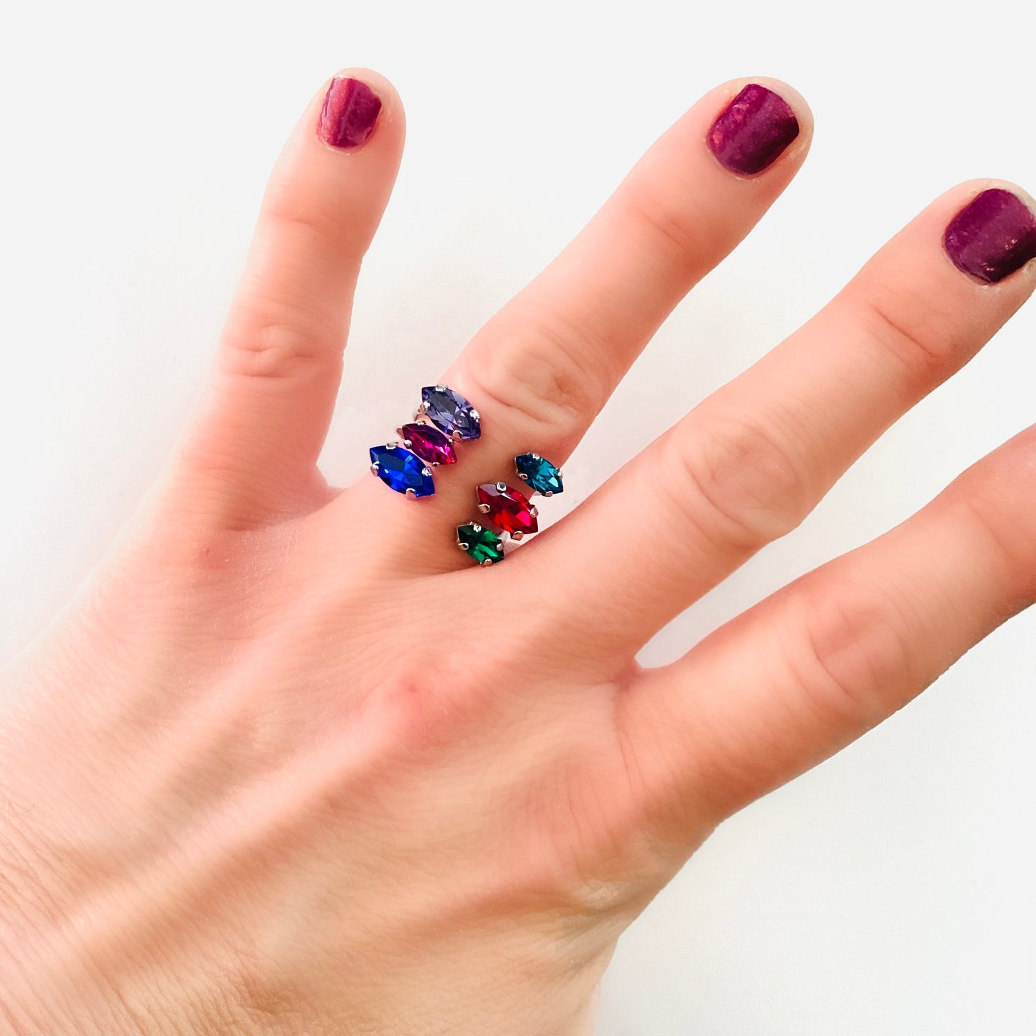 Navette Triple Open Top Ring in Jewel Tones - KaraMarie
