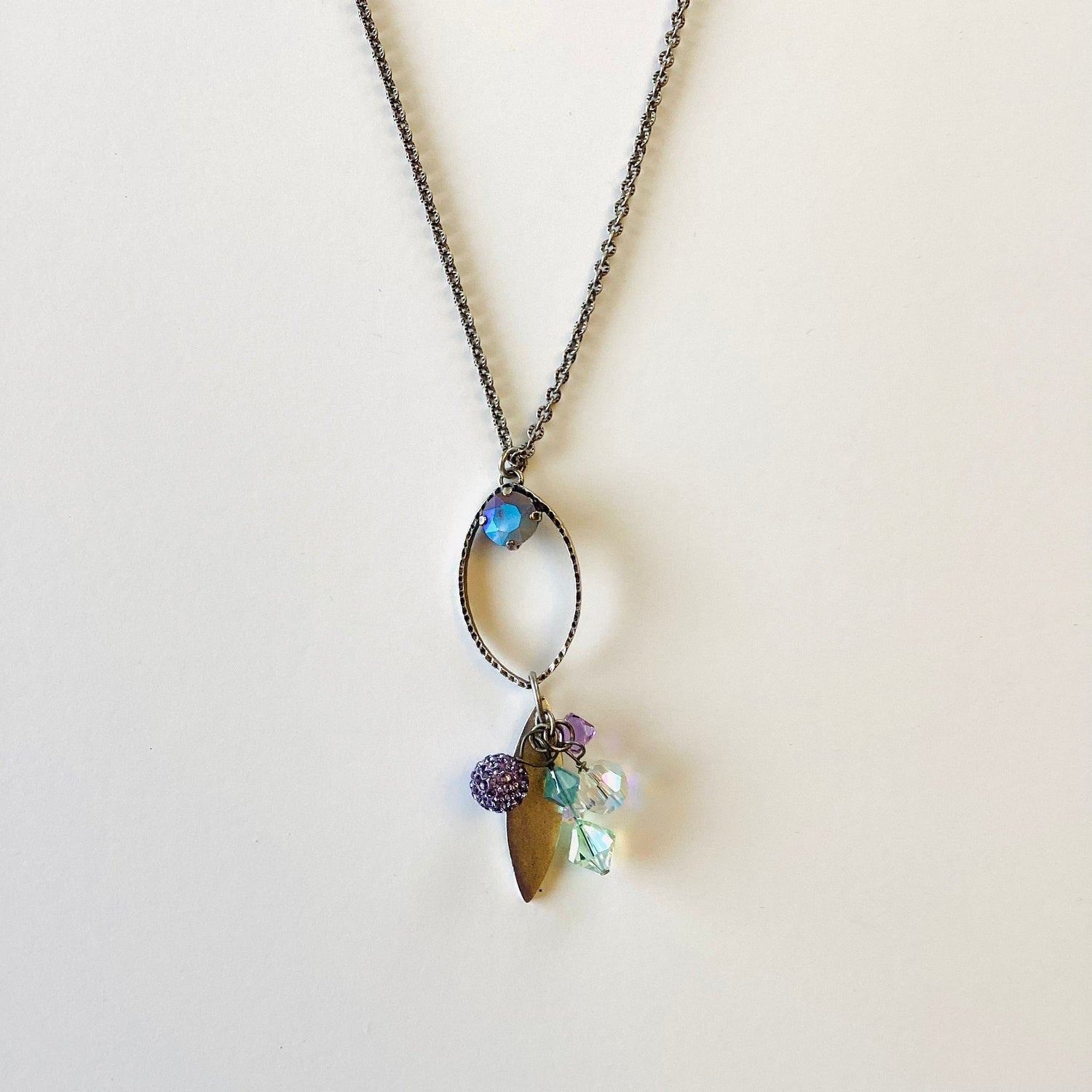 Long Charm Necklace featuring Greige Pastel - KaraMarie