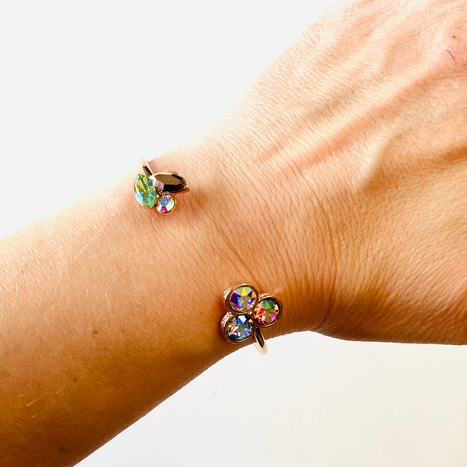 Leaf Bangle Bracelet in Pastel Shades - KaraMarie