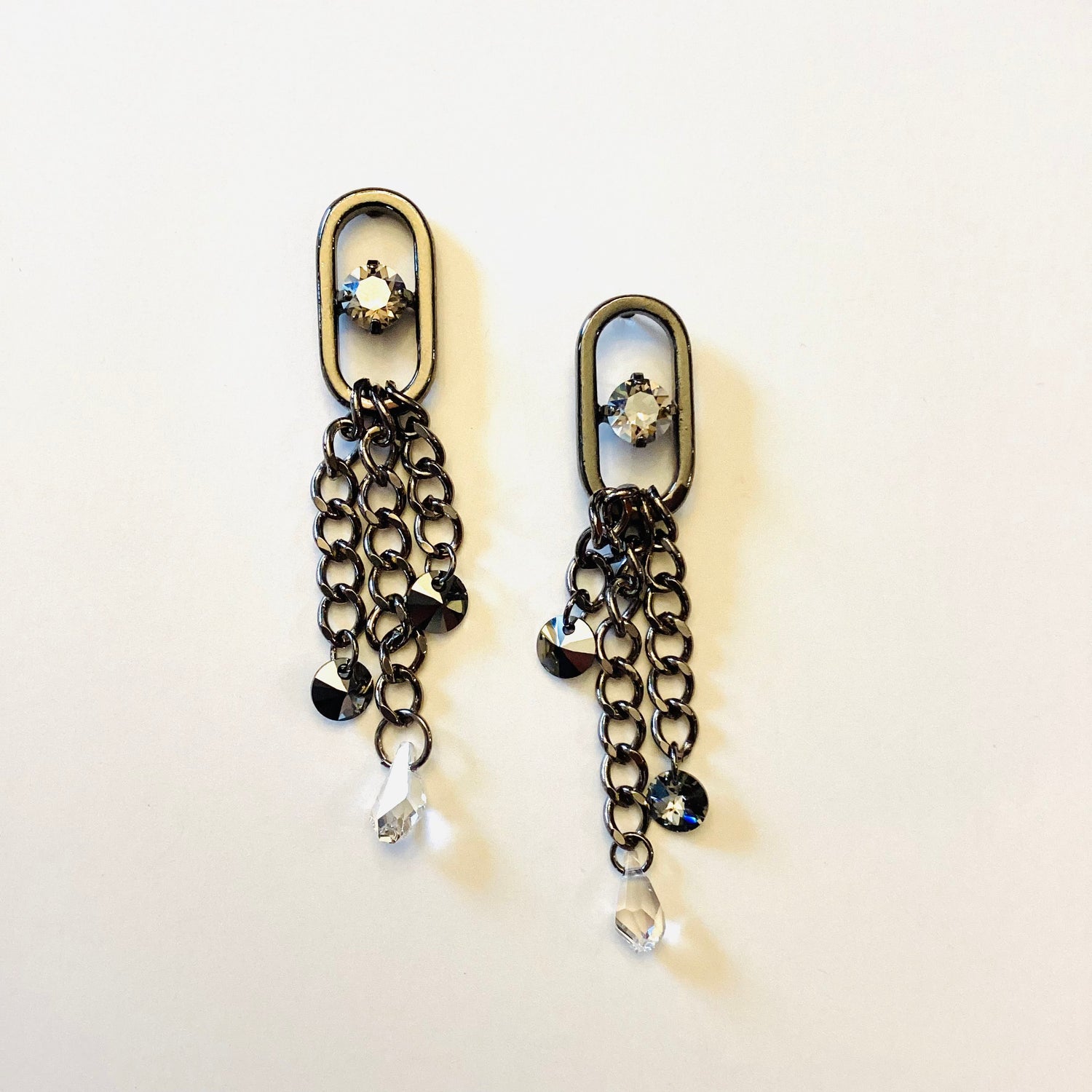 Black Chain Fringe Earrings featuring Luster - KaraMarie