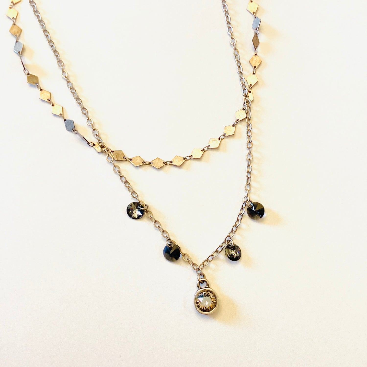 Double Diamond Necklace featuring Luster