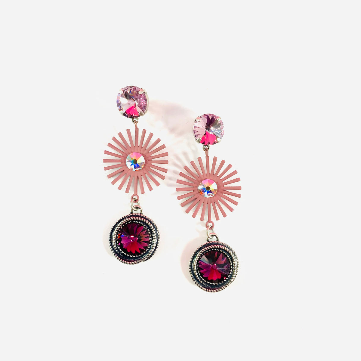 Pops of Purple Flower Sunburst Earrings - KaraMarie