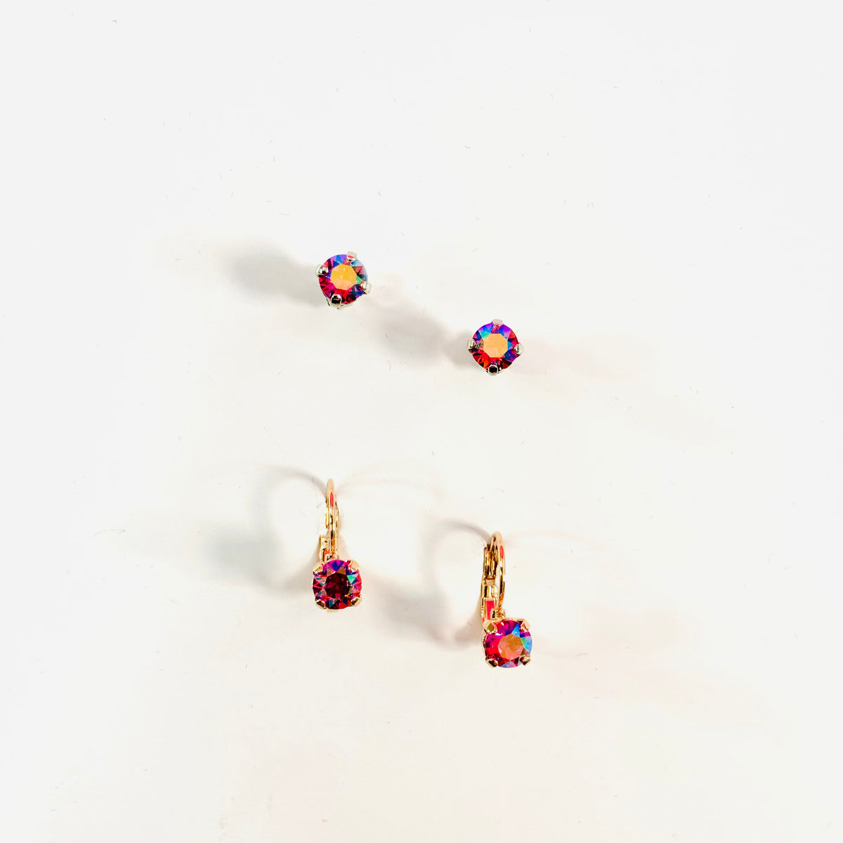 6mm Drop OR Post in Rose AB (Rose Gold OR Shiny Silver Metal) - KaraMarie