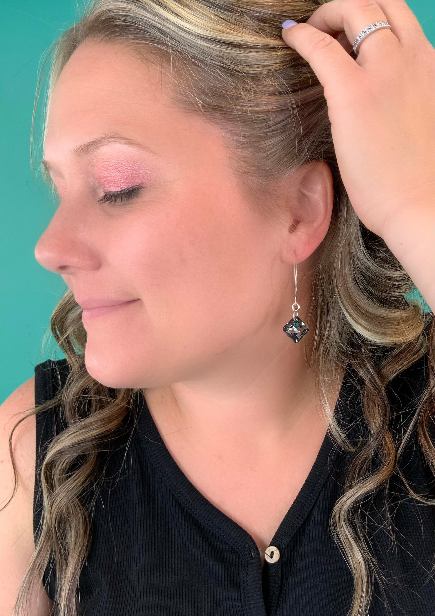 Silver Night Diamond Drop Earrings