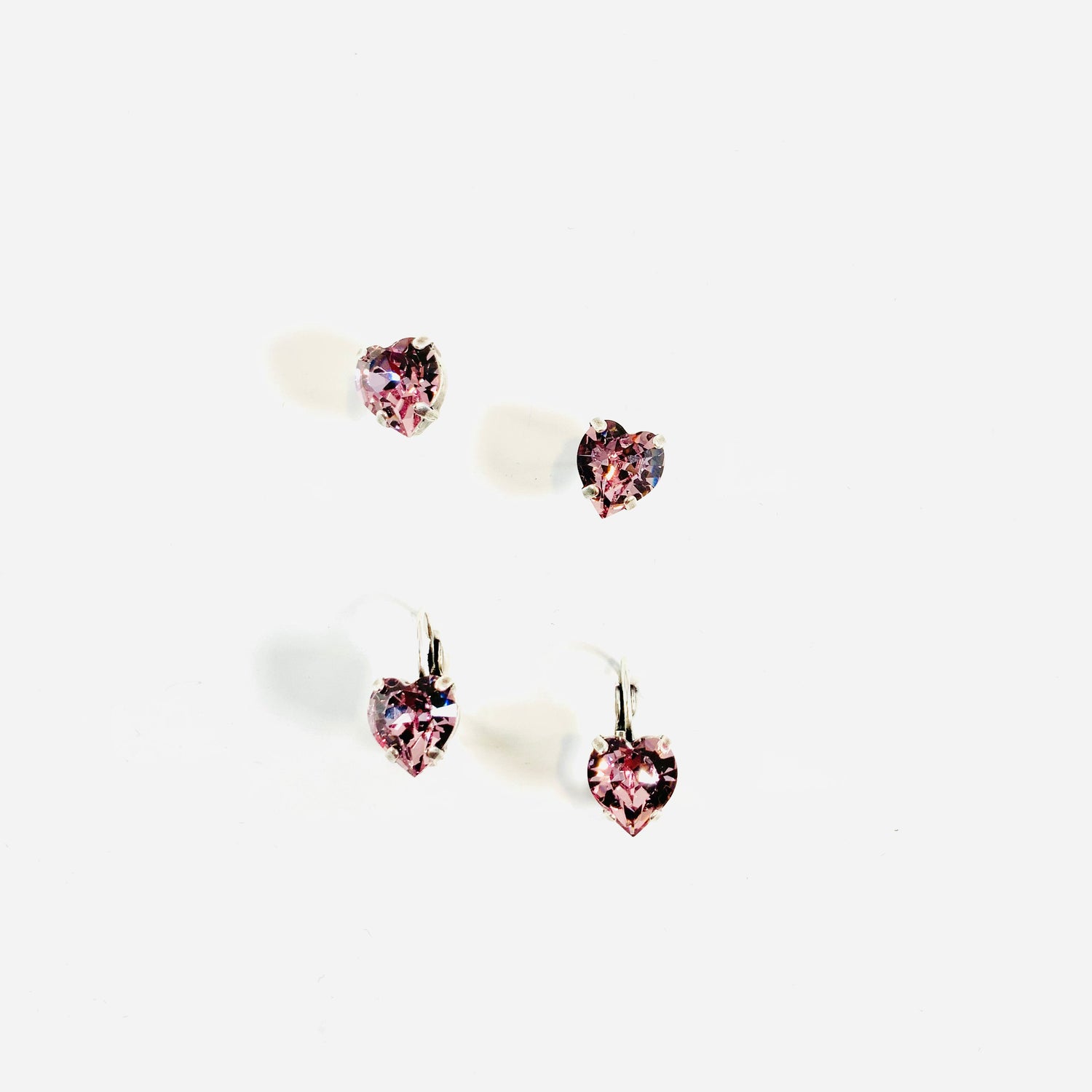 Heart Post or Drop Earring in Light Amethyst