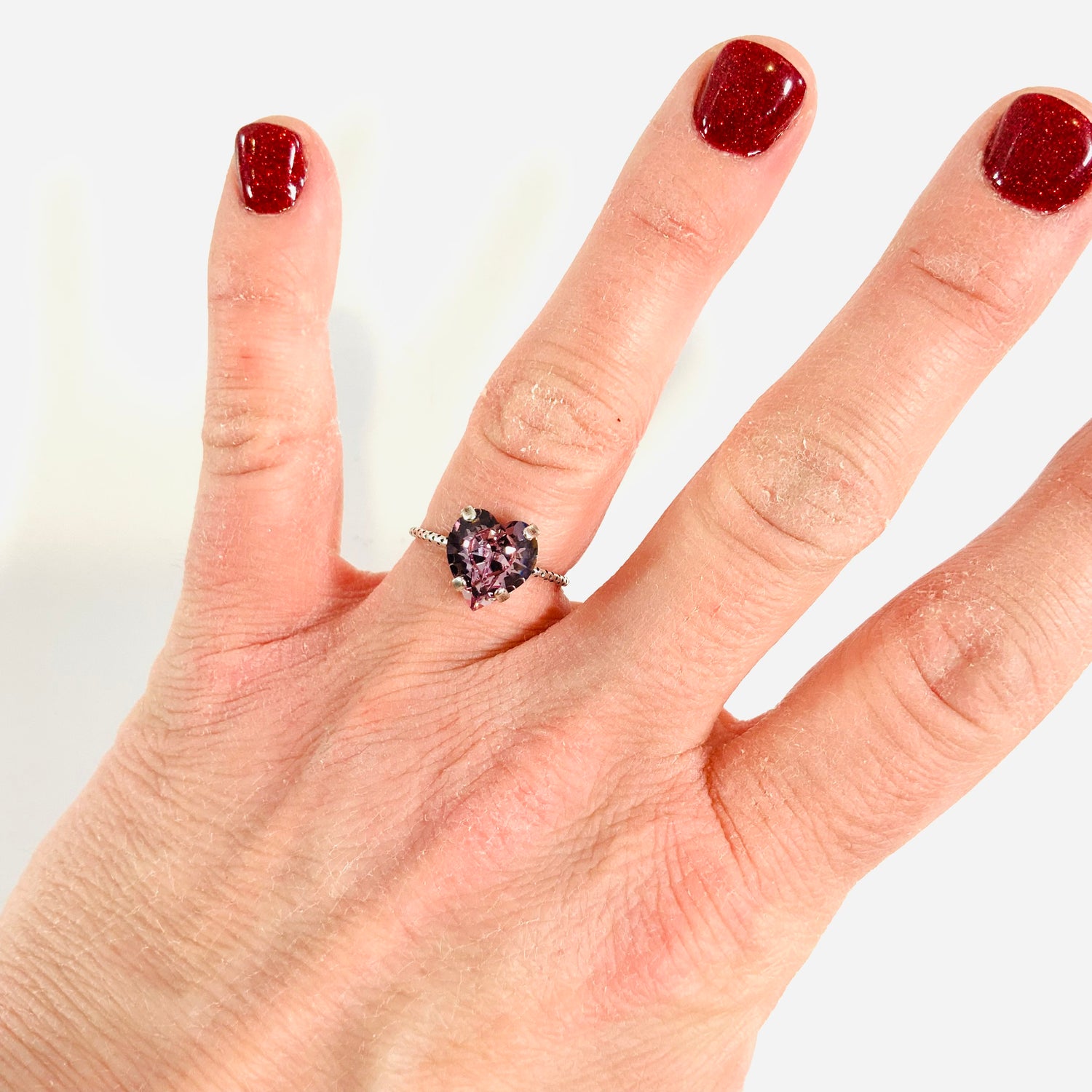 Heart Ring in Light Amethyst