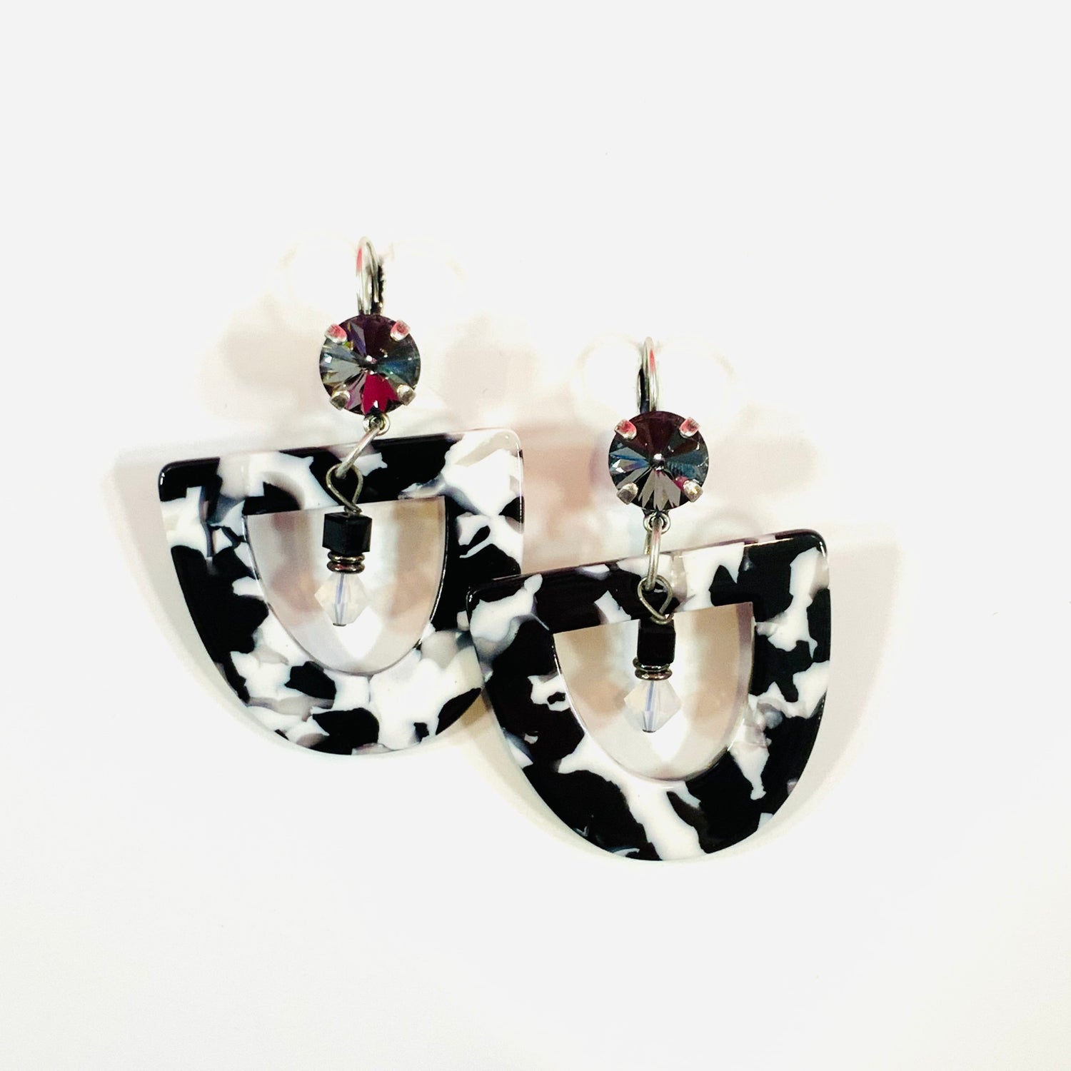 Black + White Open Pendant Earrings