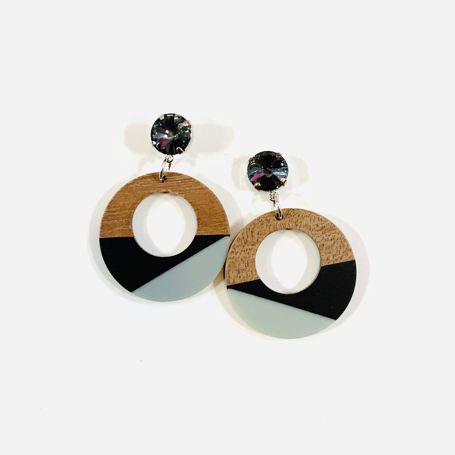 Splash of Black Wood Earrings