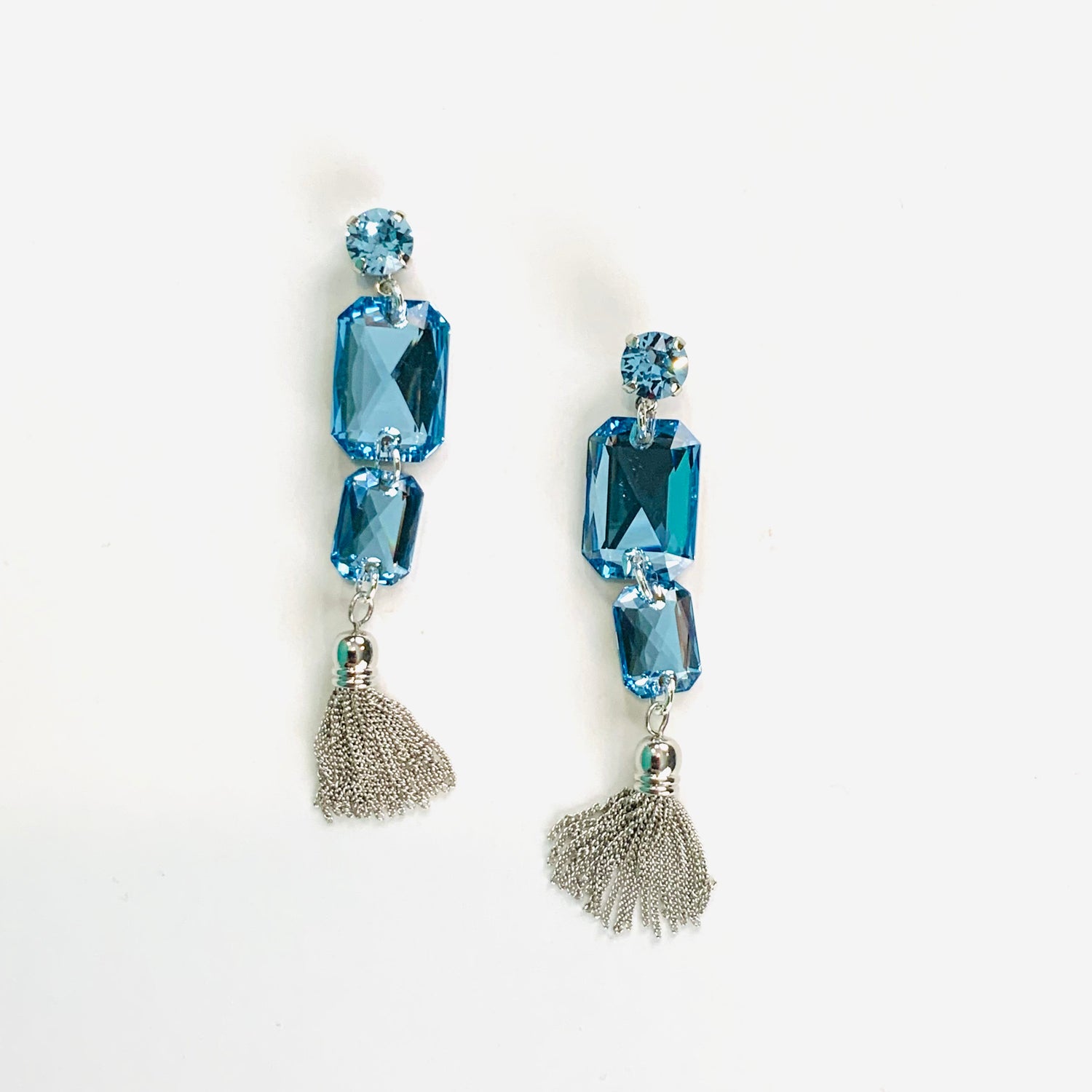 Aquamarine Tassel Earrings - KaraMarie