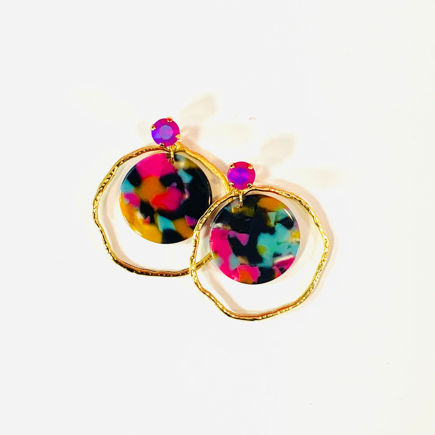 Bamboo Hoop Earrings featuring Fuchsia Frost - KaraMarie