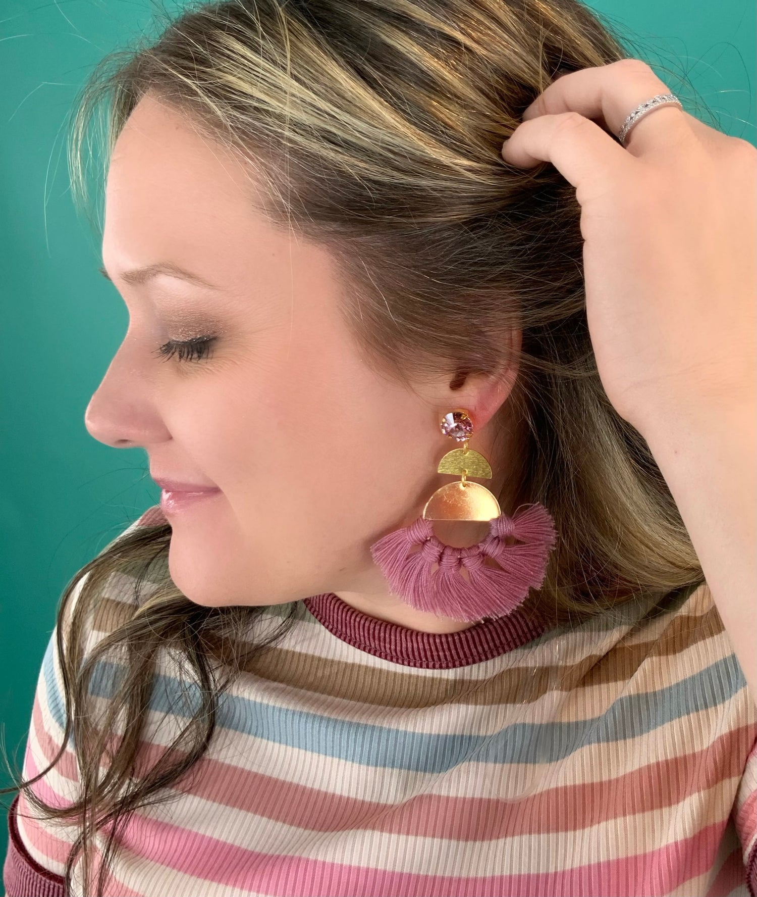 Mauve Fringe Earrings