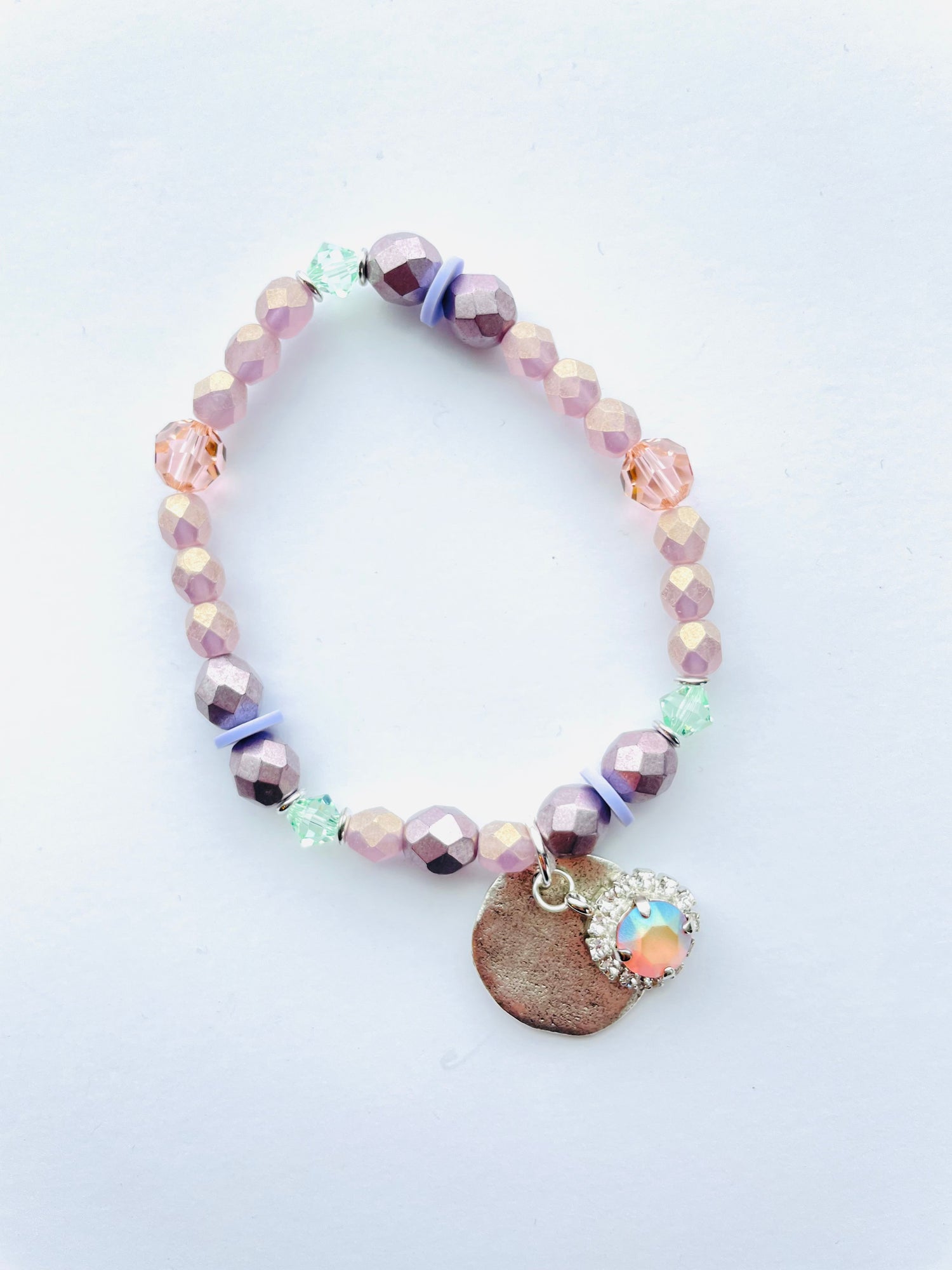 Purple Gold Dusting Stretch Bracelet featuring Blush Rose Pastel