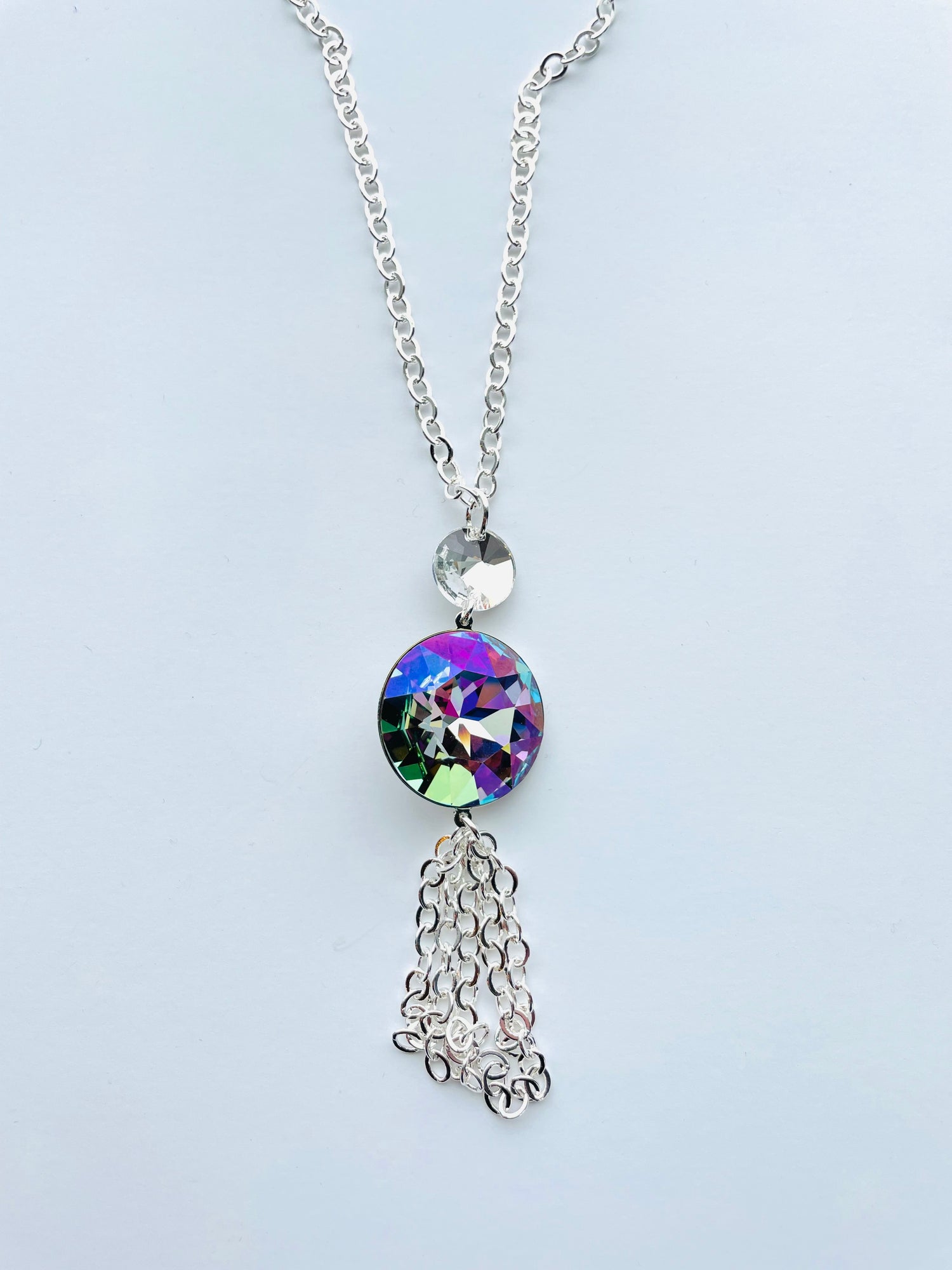 Long Tassel Statement Necklace in Iris - KaraMarie