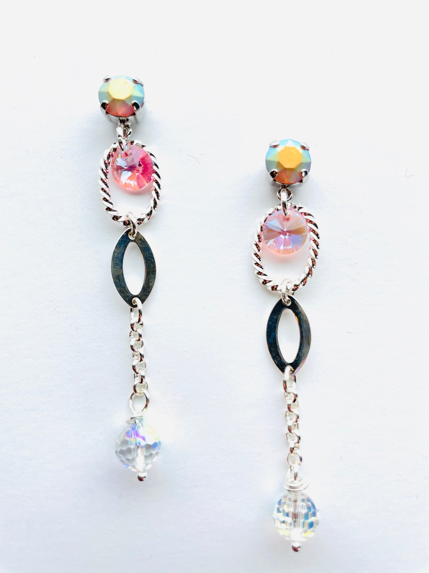 Delicate Chain Charm Earrings in Blush Rose Pastel - KaraMarie