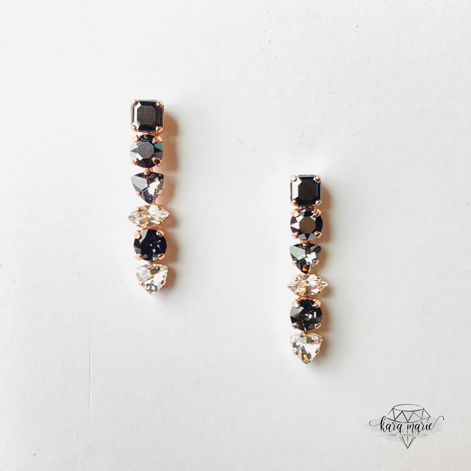 Tribal Sticks Earrings in Rose Gold x Silver x Silver Night