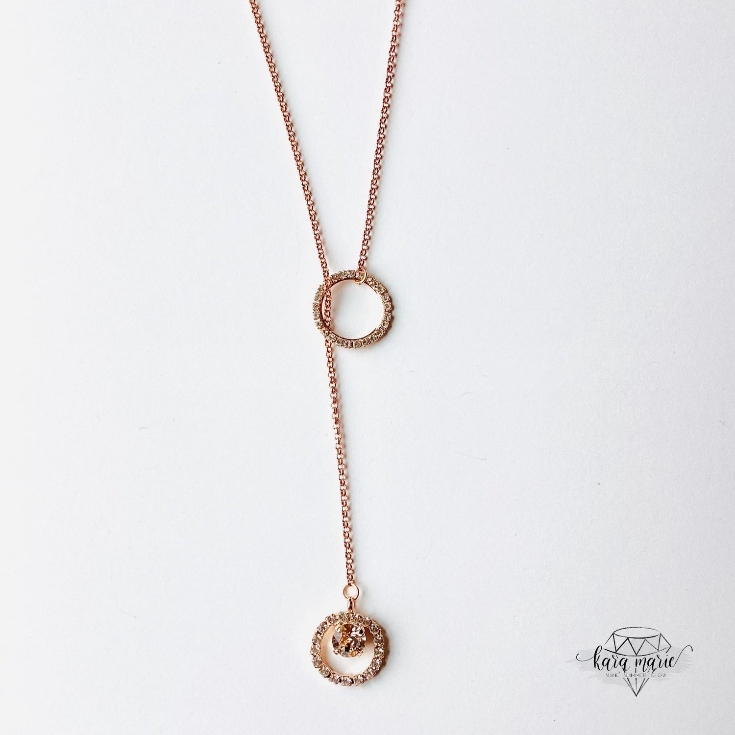 Rose Gold Lariat Necklace in Silk