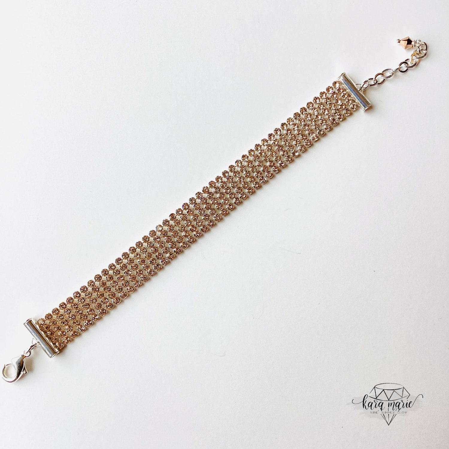Crystal Mesh Tennis Bracelet in Light Silk