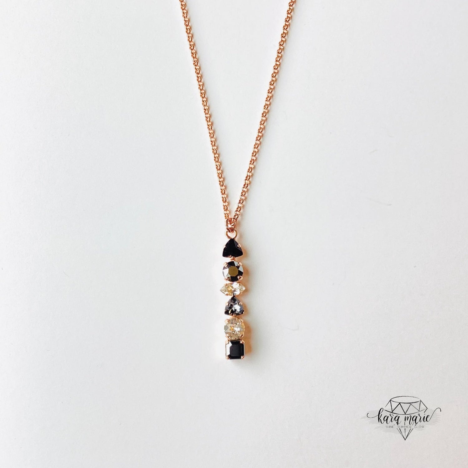 Tribal Sticks Necklace in Rose Gold x Silver x Silver Night