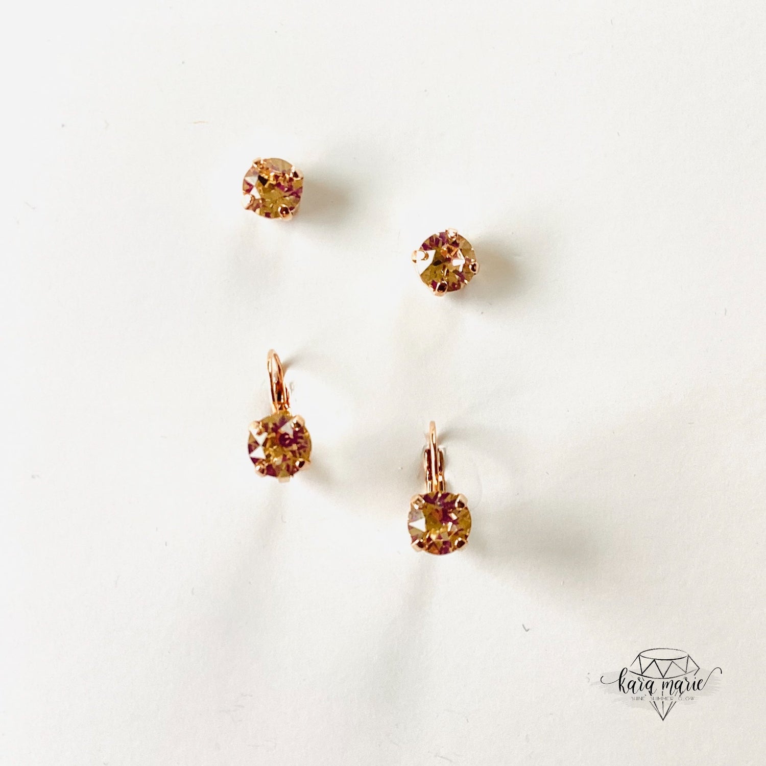 8mm Drop OR Post in Silk x Rose Gold Metal