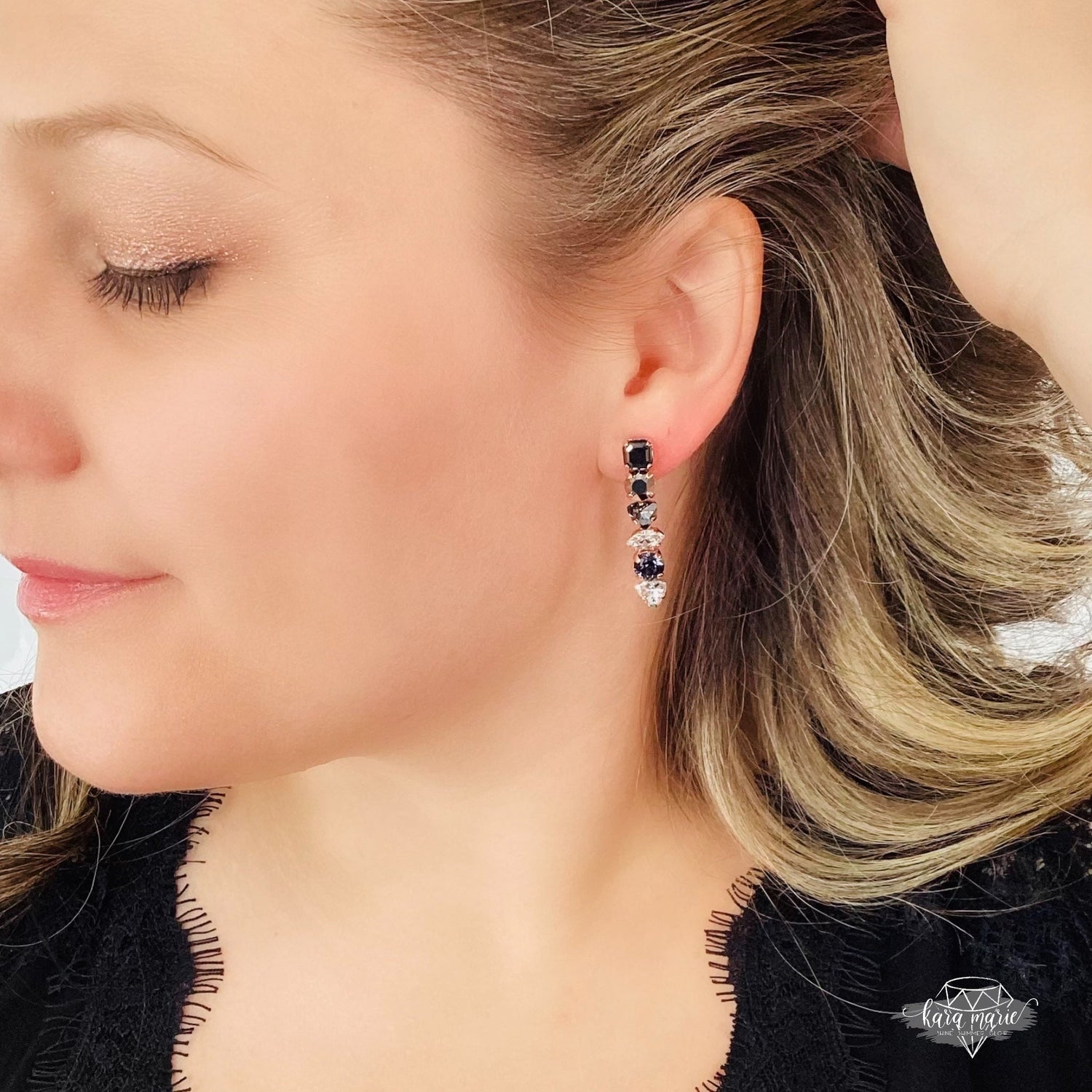 Tribal Sticks Earrings in Rose Gold x Silver x Silver Night
